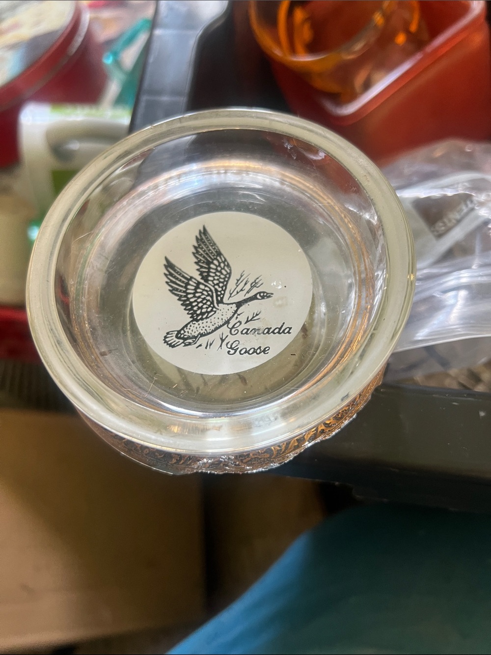 Vintage Canadian Goose Decorative Glass Dish coaster
